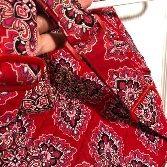 Vera Bradley Backpack Red Paisley Print Quilted Fabric